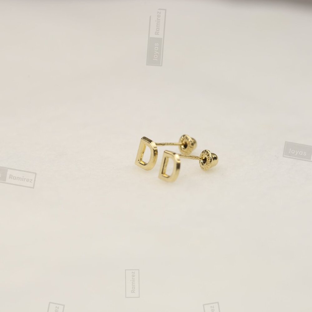 14K Solid Gold Initial Stud Earrings • Perfect Gift For Girls & Teens. - Picture 5 of 13